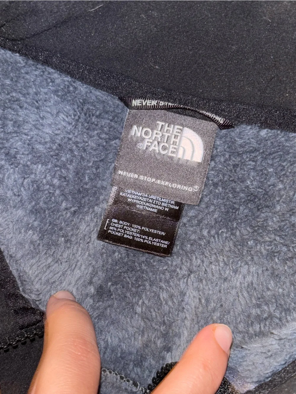 The North Face Denali Two Toned Fleece Black Grey Vest Mens Large